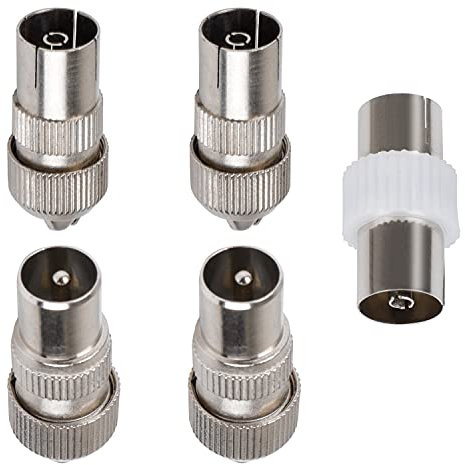 huishi 5 PCS aerial connectors，2x Female & 2x Male TV Aerial Coaxial Cable Connectors Adaptor,F Connector Adaptor, Coaxial Connector Coax RF Cable Aerial Plug