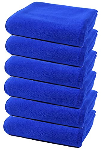 EWANTO 6X Mini Handtuch Gästehandtuch Waschlappen mit Aufhängeschlaufe 30 x 30 cm superweiche Mikrofaser Farbe: Navy