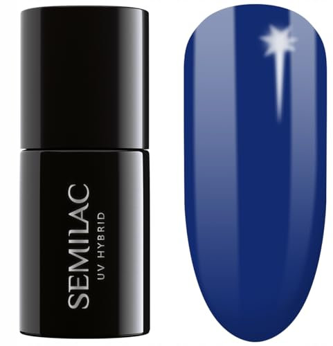 SEMILAC Gel Nail Polish 308 Festive Blue - Full Coverage Gel Polish - Soak Off Easy To Use LED/UV Nail Lamp - Long Lasting Manicure and Pedicure up to 3 weeks