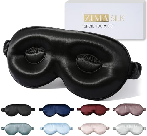 ZIMASILK Verstellbare 3D-Schlafmaske aus 100 % Maulbeerseide, 22 mm, entworfen für lange Wimpern, geeignet für Wimpernverlängerungen, konturierte Nulldruck-Augenmaske, Augen-Schlafmaske mit reiner