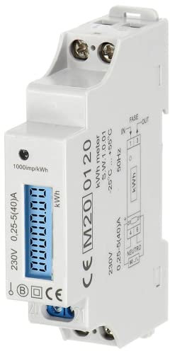 Miratic LCD Digitaler Wechselstromzähler Montage auf DIN-Schiene TH-35mm Stromzähler mit Hintergrundbeleuchtung 1-Phasen-Anzeige des Stromverbrauchs mit MID Zertifikat und Impulsausgang