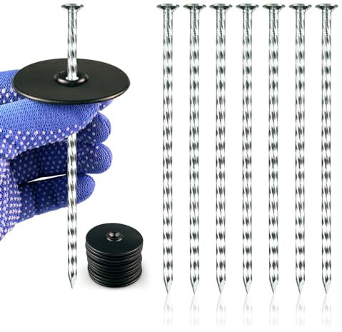JPOIP Lot de 100 piquets de paysage en spirale de 15,2 cm avec joint, kit de piquets de jardin en métal galvanisé robuste pour sécuriser le tissu de barrière contre les mauvaises herbes, le gazon