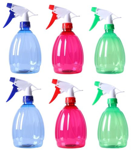 500ml Leere Sprühflaschen mit Verstellbare Sprühkopf,Nachfüllbar Sprühflaschen Leer,für Nebel, Strahl, Zerstäuber für Friseur, Pflanzen, Garten, Reinigung, Haus,mit 3 Farben (2 Blau+2 Rot+2 Grün)
