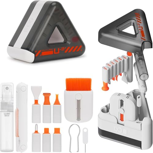 21 in 1 Triangle cleaning kit for laptop, computer, airpods, earbuds, deep clean keyboard, dust removal for camera lens & CMOS, charging port cleaner, mobile holder, all in one