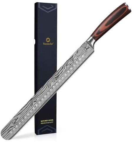Sunnecko Schinkenmesser 30CM Profi Tranchiermesser- Ultra Scharfe Aufschnittmesser, Küchenmesser für Schinken, Salamimesser, Fleischmesser mit Ergonomischer Griff