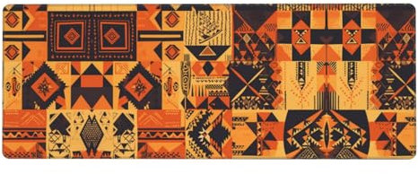 Tapis de souris extra large imprimé patchwork style africain 30,5 x 80 cm pour le bureau, les jeux et l'apprentissage – Durable, confortable et respectueux de l'environnement