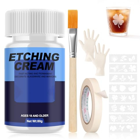 AllisWay 80g Pate a Depolir Le Verre, Creme a Depolir Le Verre, Etchall Creme a Depolir Le Verre, Créez Une Texture Givrée pour Vos Projets de Bricolage, Portes Et Fenêtres Dépolies Les œuvres d'art