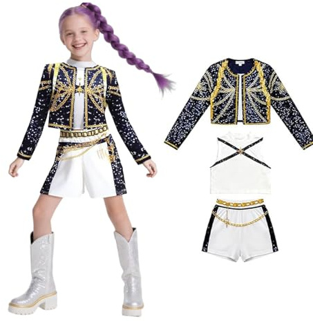 Efymosce Disfraz de Cosplay Hunters para Niña, Juegos de Demon Hunters Disfraz de Carnavals, Animes Cosplay Costume, Disfraces de Actuación Escénicas, para Halloween Carnavals Fiestas Cosplay
