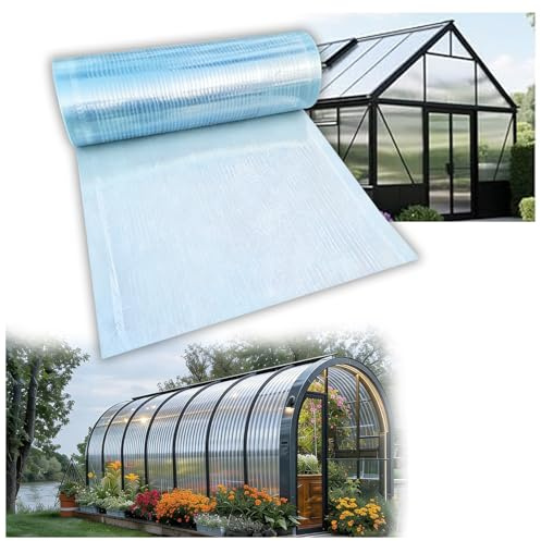 Paneles de policarbonato para invernaderos Lámina de policarbonato Des 1 mm Lámina Des plástico para techos con protección contra los Rayos UV y la Lluvia Paras soláriums,1.2×8m