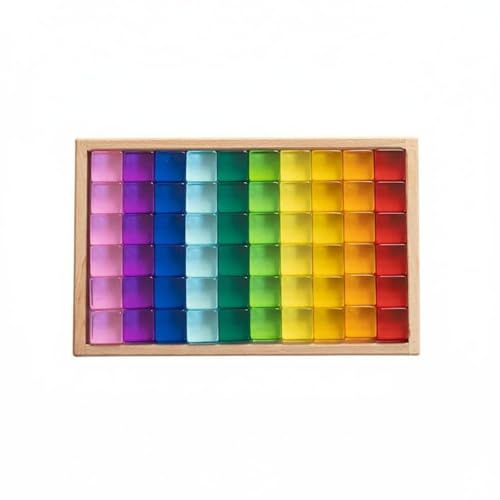Sharplace Acrylic Block Building Cube Sensory Exploration Educational Toy | Fine Motor Skill Development Creative Construction Suitable for Preschool Classroom Children Home, 60 PC Jelly