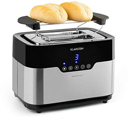 Klarstein Arabica Toaster - 920W, Touch-Bedienfeld, LED-Display, Auftau, Aufwärm- und Abbruchfunktion, Aufbackrost, Krümelschublade, Kabelaufwicklung, Edelstahl