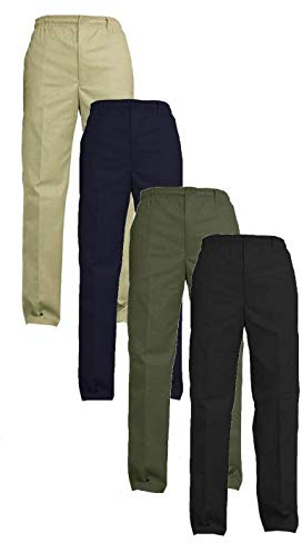 Gillicci Mens Elasticated Adjustable Waist Casual Smart Work Plain Rugby Trousers Pants (38 Waist 27 Leg, Black)