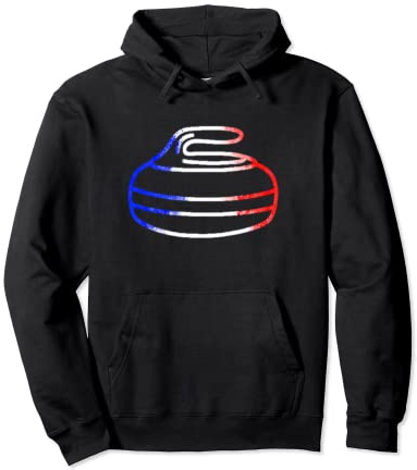 American Curling Stone - Red White & Blue USA Pullover Hoodie