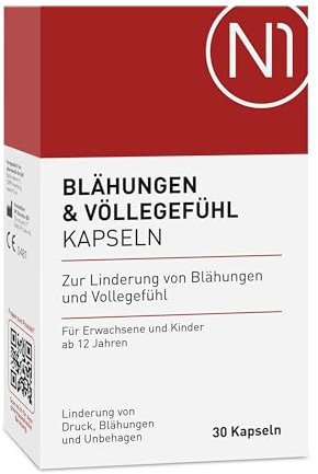 N1 Blähungen & Völlegefühl Kapseln 30 St. - Medizinprodukt gegen Blähungen - Völlegefühl, Druck & Blähbauch weg durch Simeticon & Mineralerde
