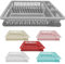 METALLIC TURTLE Large Plastic Dish Drainer Plate | Cutlery Rack Kitchen Sink Utensil | Draining Cup Holder | Kitchen Ware Cutlery Drip Plate | Worktop Storage | (45.5 x 35 x 8cm, Grey)