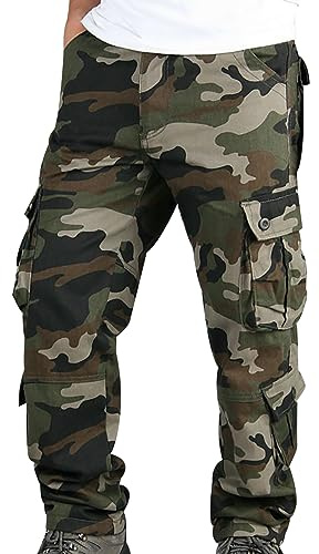 Pantaloni Mimetici Tactical Cargo Uomo - Militari Multitasche Tattici Lunghi Taglie Forti Jogging Outdoor Camo con Tasche Laterali Camouflage