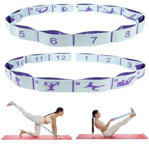 CEILIWEN Widerstandsbänder, lange Stoff-Widerstandsbänder, Yoga-Dehnungsbänder, Stretch-Widerstandsbänder für Übungen, Stretchgurte für Physiotherapie, Yoga, Pilates, Fitness (2 Stück, 12