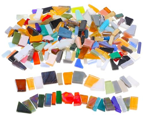 PEOVLVN 160g Mosaic Tiles, Irregular Mosaic Tiles Arts and Crafts Broken Glass Pieces Craft Supplies Mosaic Kits for Adults DIY Plates Flowerpots Vases Cups Garden Art Projects (Mixed Color)