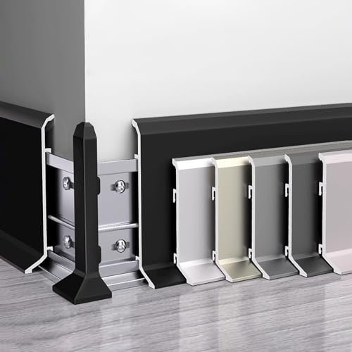 Fussleiste Mit 125CM*4 Stück Länge Metall Moderner Abschluß Sockelleiste Sockelleiste Höhe 30/40/50/60/80/ Mm Für Parkett-/Laminat- Und Vinylböden(Grau A,Höhe: 30 mm)