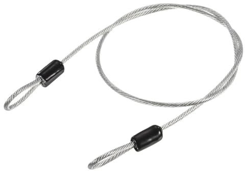 TOP-VIGOR 1Pcs Security Steel Cable, 2.5mm x 0.5m / 1.64ft Coated Safety Wire Rope Double Loop Flexible Security Cable Lock for Outdoor Travel Luggage Bike, Transparent