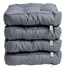 TexDeko® 4er Pack Premium Stuhlkissen 55x55x12 cm Sitzauflagen Polsterauflagen UV-Schutz & Wasserabweisend Bodenkissen Outdoor/Indoor Loungekissen für Garten, Freizeit & Sommer (Grau)