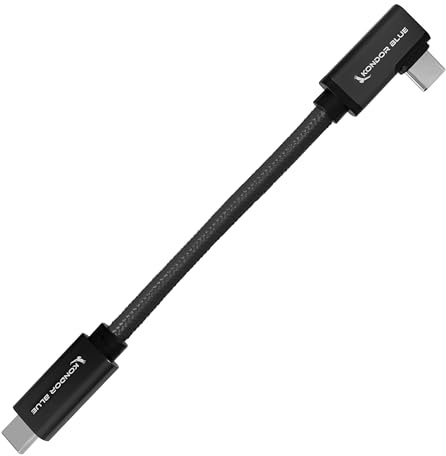 KONDOR BLUE | 6” USB-C 3.2 Right Angle to Straight Angle Cable | Compatible with iPhone 15, iPhone 15 Pro/Max, & Android Phones | 20 Gb/s Transfer Speed | Raven Black