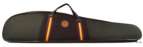 Articulos de Caza Funda Acolchada para Rifle con Visor, Verde Militar y Marrón, Detalle Bandera españa (120cm Interior -125cm Exterior)