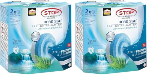 Pattex AERO 360° Frischer Wasserfall Tabs Nachfüllpack, reduzieren Feuchtigkeit und schlechte Gerüche, Nachfülltabs für den Luftentfeuchter AERO 360°, 2er-Pack (2x450g) (Packung mit 2)
