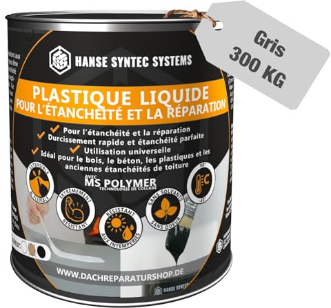 Membrane d'Étanchéité - Joint exterieur et interieur - Colle Étanche pour Fissures & Fuites – Directe Sans Primaire – Tous Matériaux – MS Polymère (Gris, 300g)