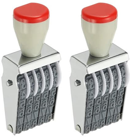 PATIKIL 5 Digit Number Roller Stamp, 2Pcs Adjustable Rubber Stamp Changeable Numerical Symbol Office Date for Business Creative Price Tag