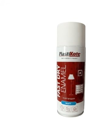 400ml Enamel Spray Paint 2-in-1 Primer & Topcoat – Fast Drying White Aerosol for Indoor and Outdoor Use, Multi-Surface Paint for Metal, Wood, Plastic, Masonry, Furniture, DIY and Home Projects , White