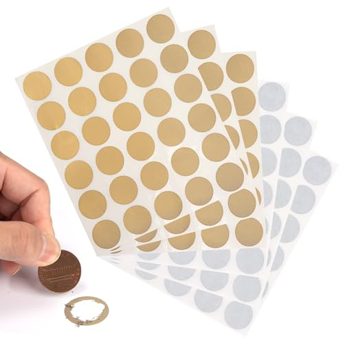 Yesaler Autocollants à Gratter Circulaire 2,5cm Cartes Étiquette Rectangle 180 Pièces Or Argent pour DIY Carte Postale Surprise Cadeau