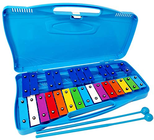 ROCKSTAR - Glockenpiel Carrillón Metalófono Xilófono SG25C3 Cromático, 25 Teclas metálicas con Estuche y Mazas. Instrumento Musical