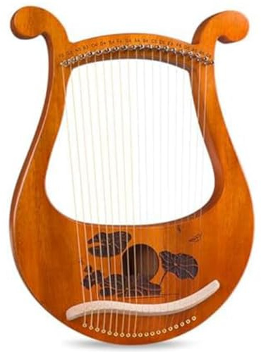 Qusedwey Arpa de Lira Arpa para Principiantes de 19 Cuerdas, Arpa PequeñA PortáTil de 19 Tonos Instrumentos Musicales de Lira de 19 Cuerdas Arpa de Lira de Madera Maciza