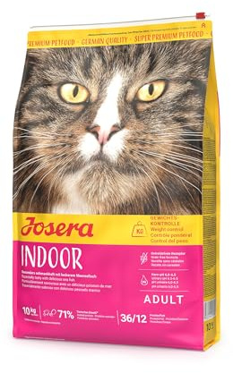 JOSERA Indoor Cat (1 x 10 kg) | Adulto | Alimento seco Premium para Gatos Adultos esterilizados | Receta sin Cereales | Contenido moderado de Grasa para el Control del Peso | con Ave | Pack 1
