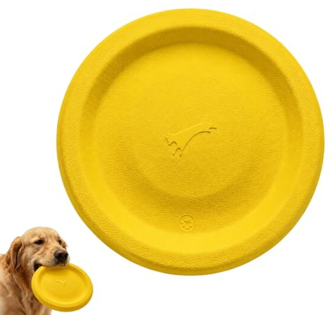 WORUIB Dog Frisbee, Indestructible Frisbee Dog Toy, Floating Dog Toys for Water, Swimming Discs, Durable 22 cm Yellow Flying Disc