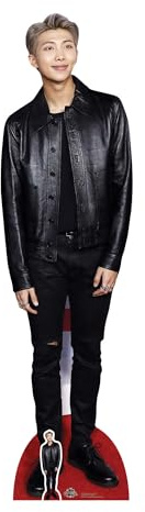 Star Cutouts CS750 RM BTS Kim Nam-joon Black Leather Lifesize Cardboard Cutout with Free Mini – K-Pop Leader Fan Display & Collector Gift