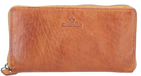 The Skandinavian Brand Lady Zip Wallet Washed Leather Cognac