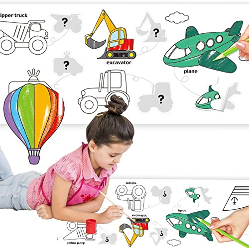 JINGAN Rouleau de papier à dessin,Rouleau de papier à dessin pour enfants cadeau jouet pour peinture bricolage pour Noël | Affiche de coloriage géante pour enfants Rouleau de peinture collant
