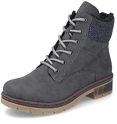 Rieker Donna Stivaletti Y7424, Signora Stivaletti Allacciati,Stivali con Lacci,Boots,Chukka Boots,Stivali Corti,Grigio (Grau / 45),37 EU / 4 UK