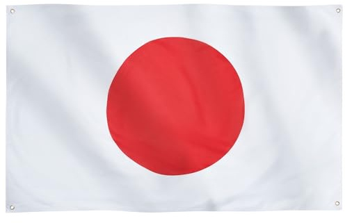 Runesol Bandera de Japón, 91 x 152 cm, 3 pies x 5 pies, 4 ojales, ojales en cada esquina, bandera japonesa, Nisshōki, bandera del sol, Hinomaru, banderas de primera calidad, interior, exterior, día