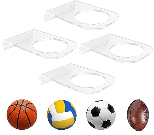 BiJun Porta Palloni da Muro, Acrilico Espositore Palloni da Calcio, Stoccaggio da Pallacanestro Calcio Pallavolo Porta Palloni Espositore