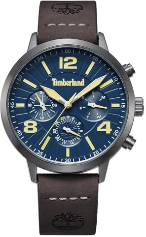 Timberland Montre multifonction pour homme, Marron foncé, Robe de sport