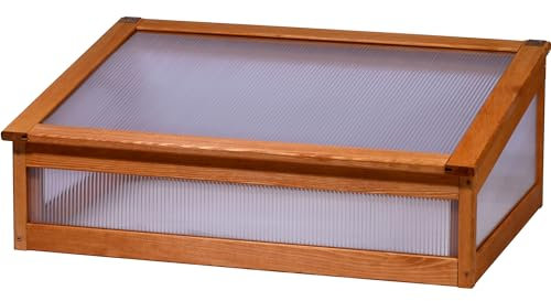 dobar® Frühbeetaufsatz aus Holz für Hochbeet Kubus 2.0 - Frühbeetkasten für Garten - 76 x 56 x 20 cm - Braun