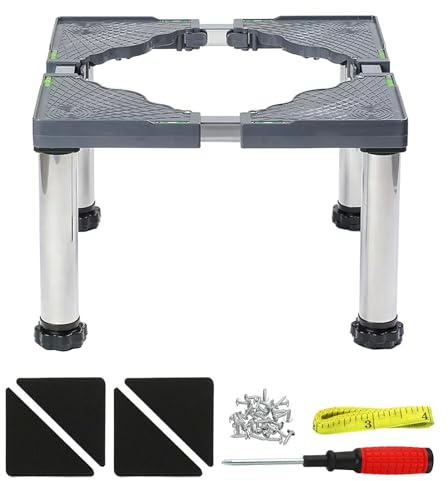 Tvättmaskinsstativ Bas Multifunktionell bas med 4 starka fötter Justerbar höjd 29-32cm, Tvättmaskin och torktumlare Stativ Anti-vibration Längd/Bred 45-70cm, Maskinbas, Antivibrationsmatta