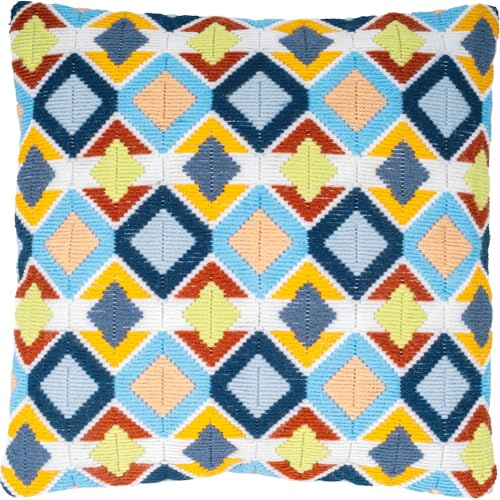 VERVACO Långstickat kit gör-det-själv dekorativ kudde soffa diamant kreativ gåva broderi kit nybörjare hantverk kreativ vuxen ca 40 x 40 cm lång söm broderi