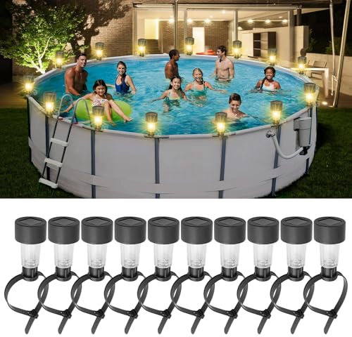 BORDEAG 10 Pièces Lampes Solaires De Bassin, Éclairages Solaires De Bassin, Lampes Solaires Étanches, Éclairage Solaire pour Piscine, Décoration De Jardin, Escaliers, Clôture, Cour, Terrasse