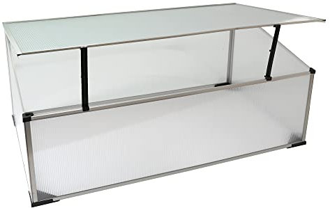 NATIV Jardinière avec plaques alvéolaires - Cadre en aluminium - Couvercle de plate-bande surélevée avec toit verrouillable - Pour plate-bande surélevée - 100 x 60 cm - Mini serre