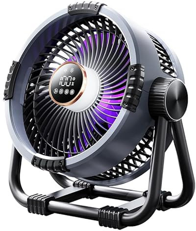 CUPERINOX® Ventilador Portátil Silencioso y Recargable con Power Bank 20000mAh, +50H de batería – Ventilador de Mesa USB con Mando, Luz LED y 4 Velocidades – Ideal para Dormir, Camping y Hogar.