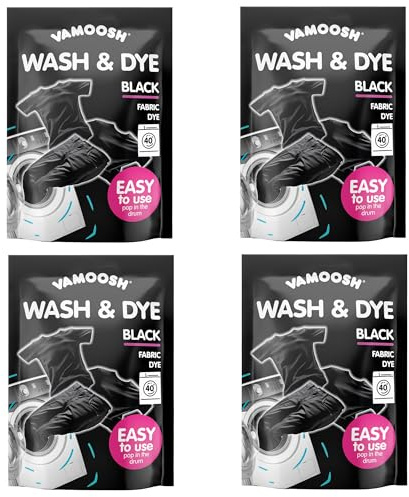 Vamoosh Wash & Dye Black 350g – Intense Black Dye for Clothes – Easy to Use Fabric Colour for Washing Machine, Just Pop in Drum for Fresh-Looking Results